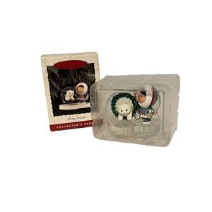 Hallmark 1994 Frosty Friends Christmas Ornament Eskimo & Polar Bear Cub Jumping